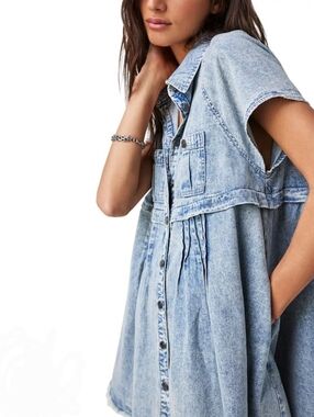 Free People Ronnie Denim Babydoll Mini Dress